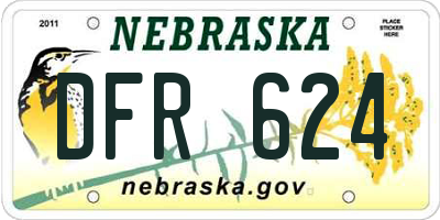 NE license plate DFR624