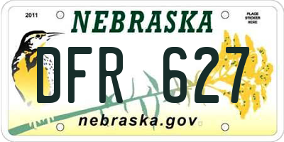 NE license plate DFR627