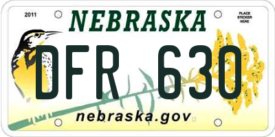 NE license plate DFR630