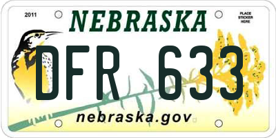NE license plate DFR633