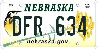 NE license plate DFR634