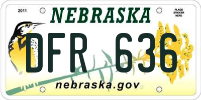 NE license plate DFR636