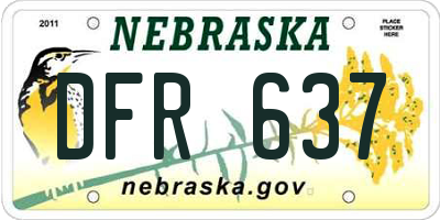 NE license plate DFR637
