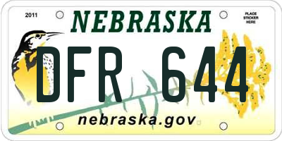 NE license plate DFR644