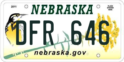 NE license plate DFR646