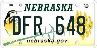 NE license plate DFR648