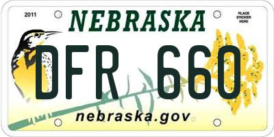 NE license plate DFR660