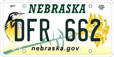 NE license plate DFR662