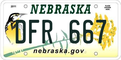 NE license plate DFR667