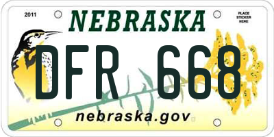 NE license plate DFR668