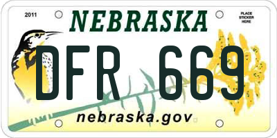 NE license plate DFR669