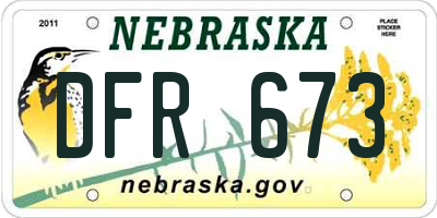 NE license plate DFR673