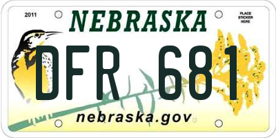 NE license plate DFR681