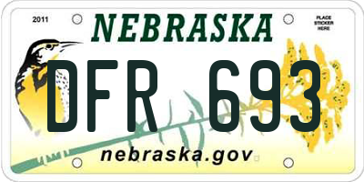 NE license plate DFR693