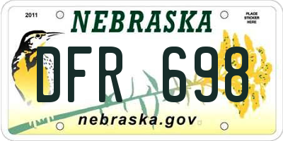 NE license plate DFR698