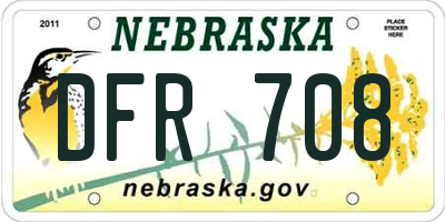 NE license plate DFR708