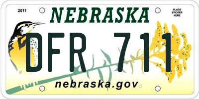 NE license plate DFR711
