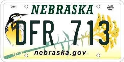 NE license plate DFR713