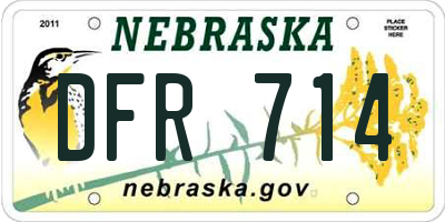 NE license plate DFR714