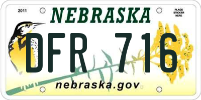 NE license plate DFR716