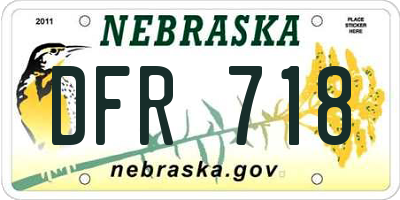 NE license plate DFR718