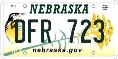 NE license plate DFR723