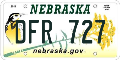 NE license plate DFR727