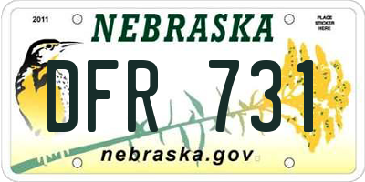 NE license plate DFR731
