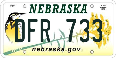 NE license plate DFR733