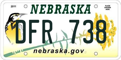 NE license plate DFR738