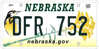 NE license plate DFR752