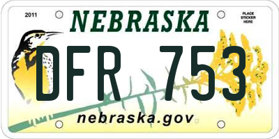 NE license plate DFR753