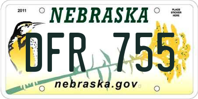 NE license plate DFR755