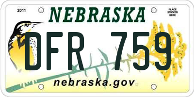 NE license plate DFR759