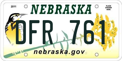 NE license plate DFR761