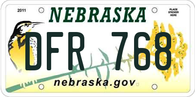 NE license plate DFR768