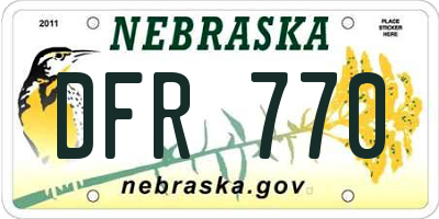 NE license plate DFR770