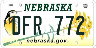 NE license plate DFR772