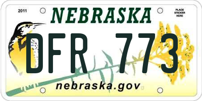 NE license plate DFR773