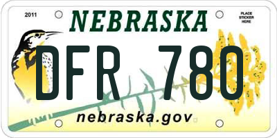 NE license plate DFR780