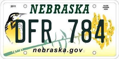 NE license plate DFR784