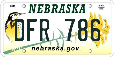 NE license plate DFR786