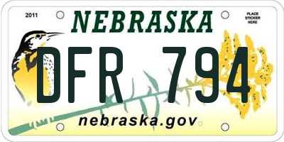 NE license plate DFR794