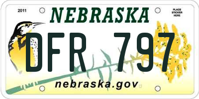 NE license plate DFR797
