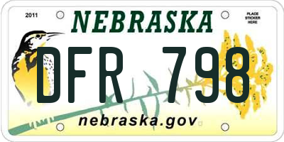 NE license plate DFR798