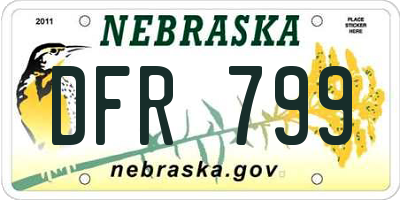 NE license plate DFR799