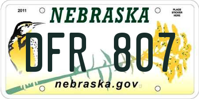 NE license plate DFR807