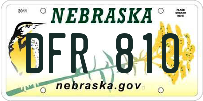 NE license plate DFR810