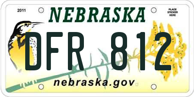 NE license plate DFR812