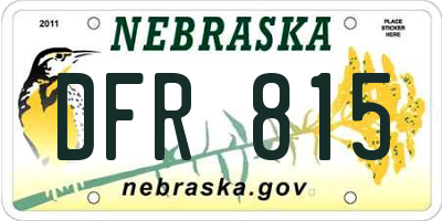 NE license plate DFR815